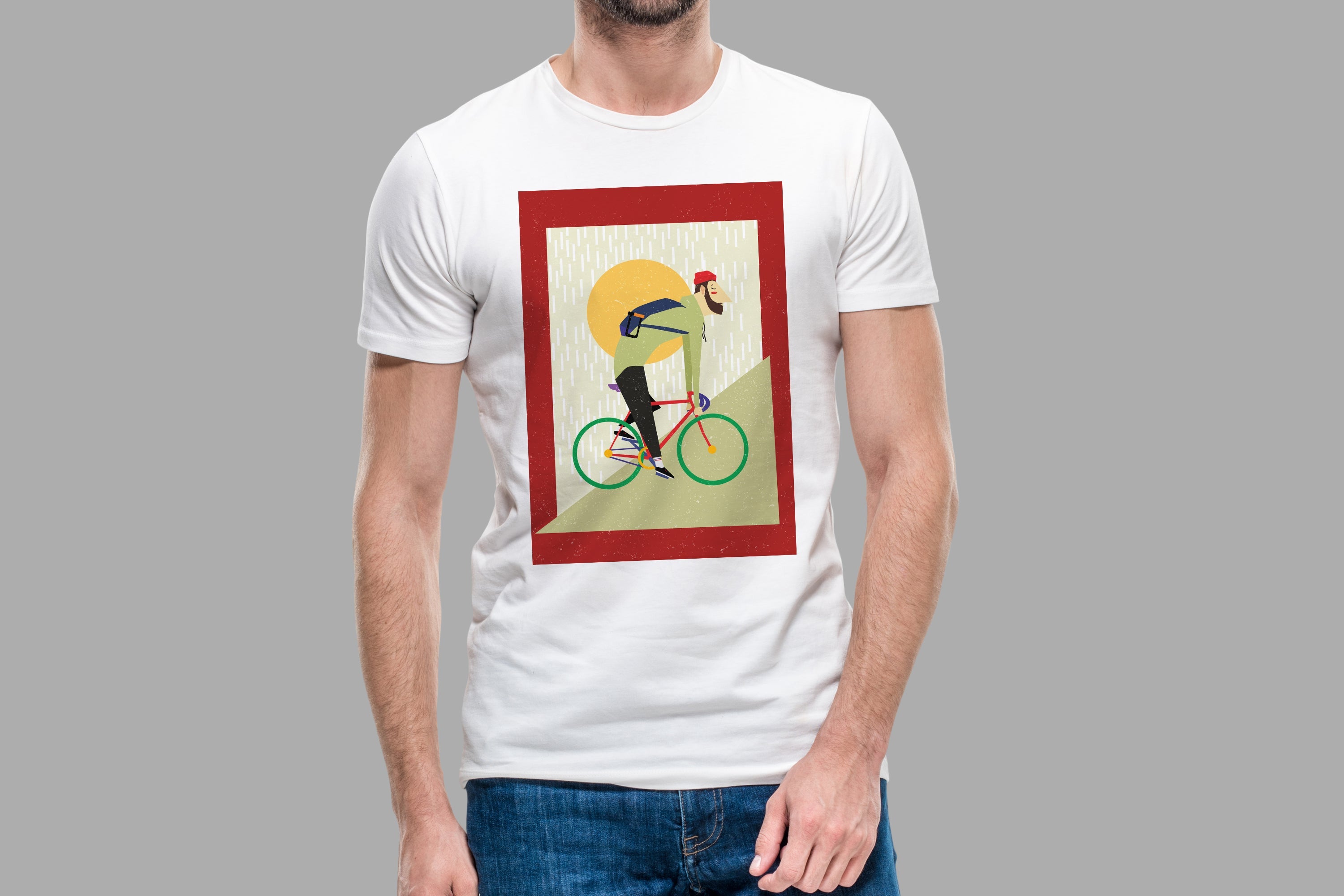 Tricou ciclist cu cadru vișiniu
