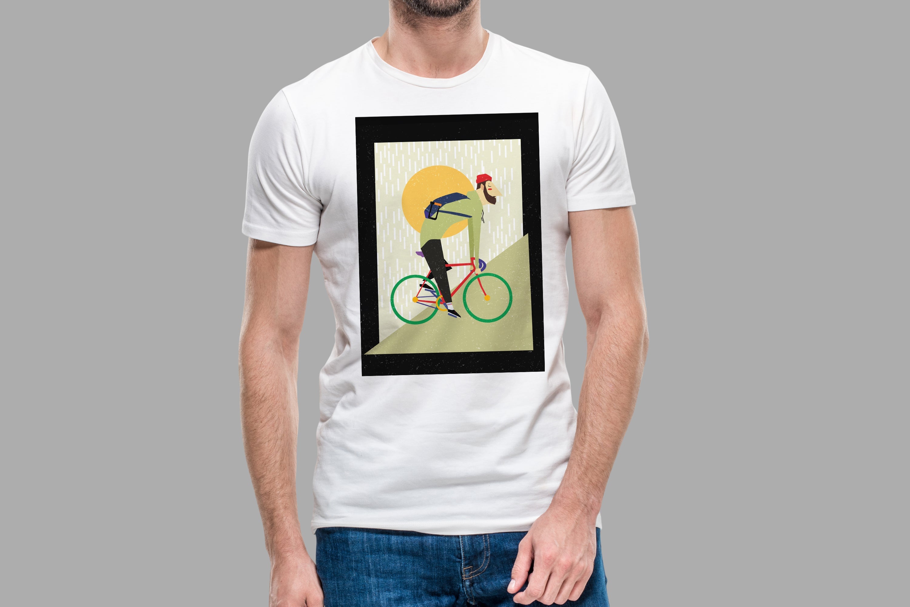 Tricou ciclist cu ramă neagră