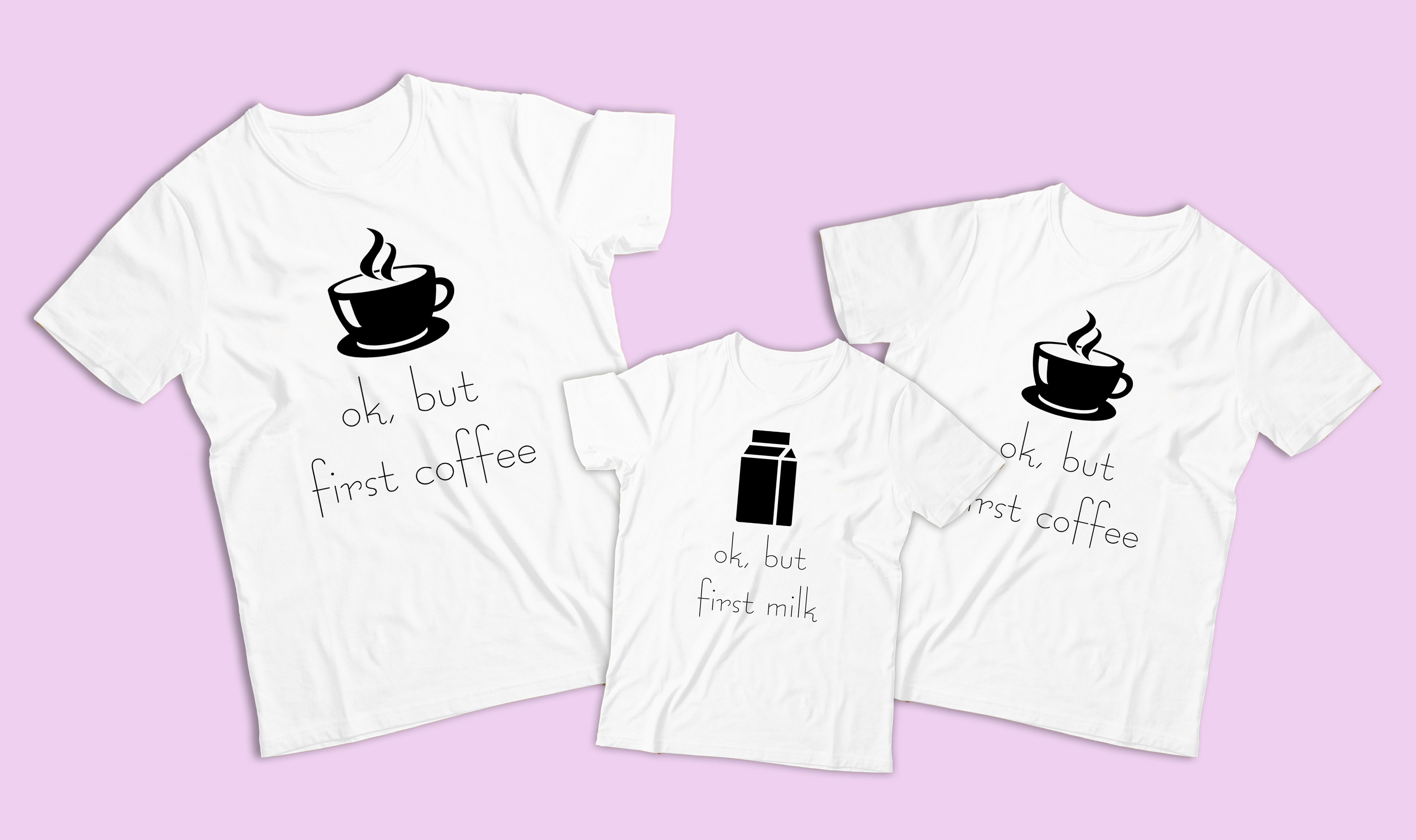 Tricou de familie cu cafea și lapte